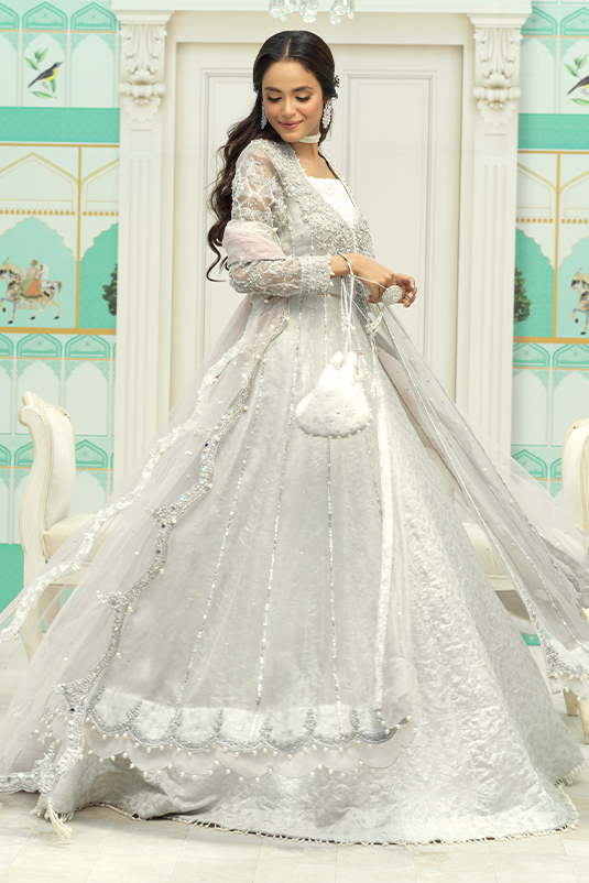 Silver Zardozi Maysuri Net Kalidar Lehenga (3-Piece) - Image 4