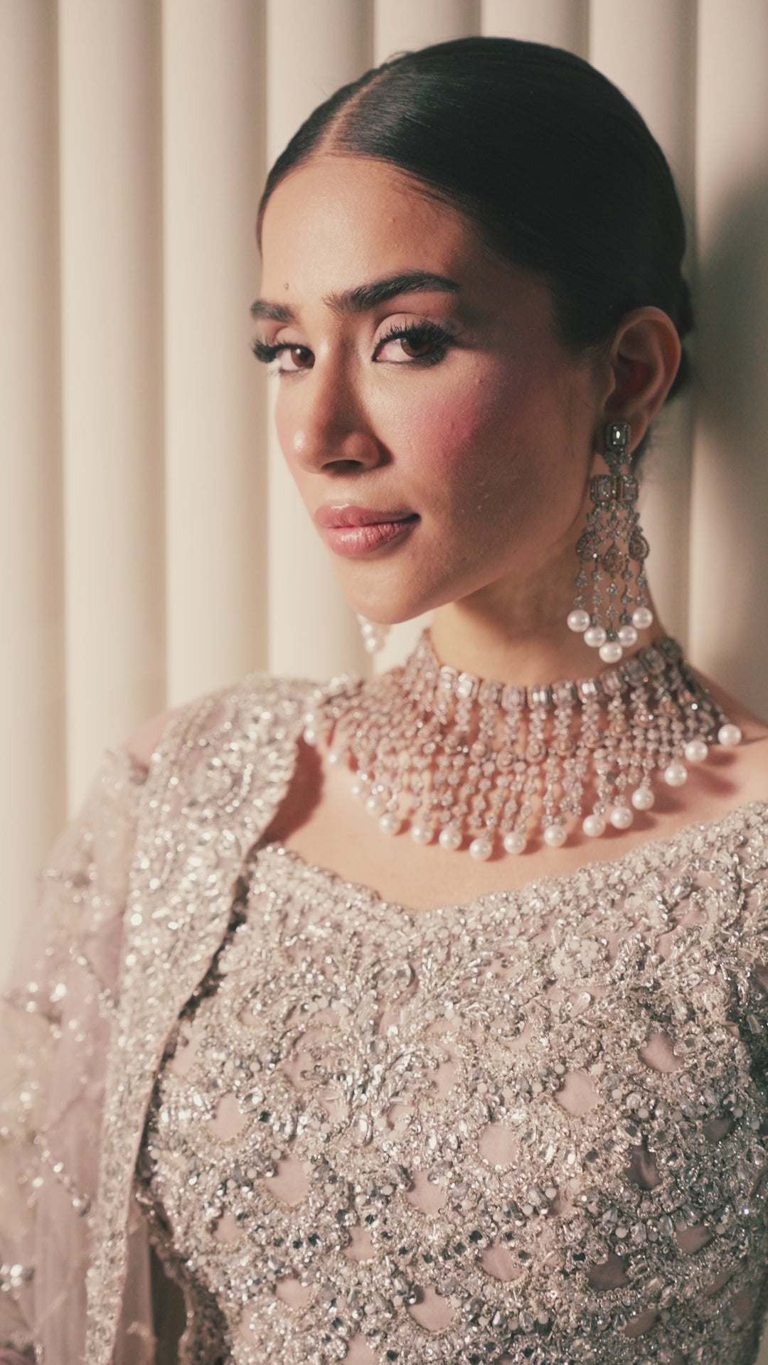 Silver and Gold Embellished Net Silk Bridal Lehenga (3-Piece) - Image 11