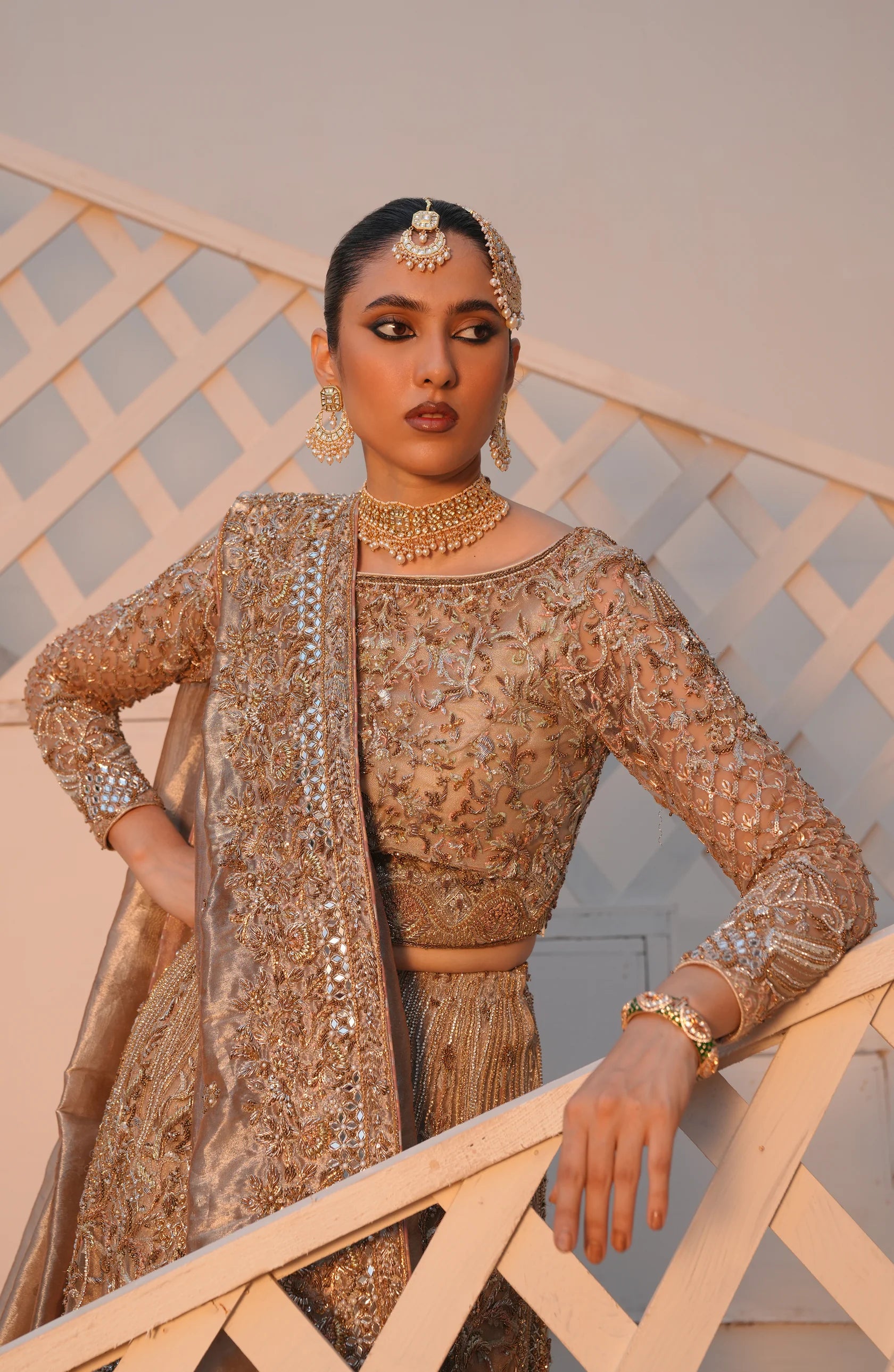 Silver Grey Ganga Jaamni Net Lehenga Choli (3-Piece) - Image 1