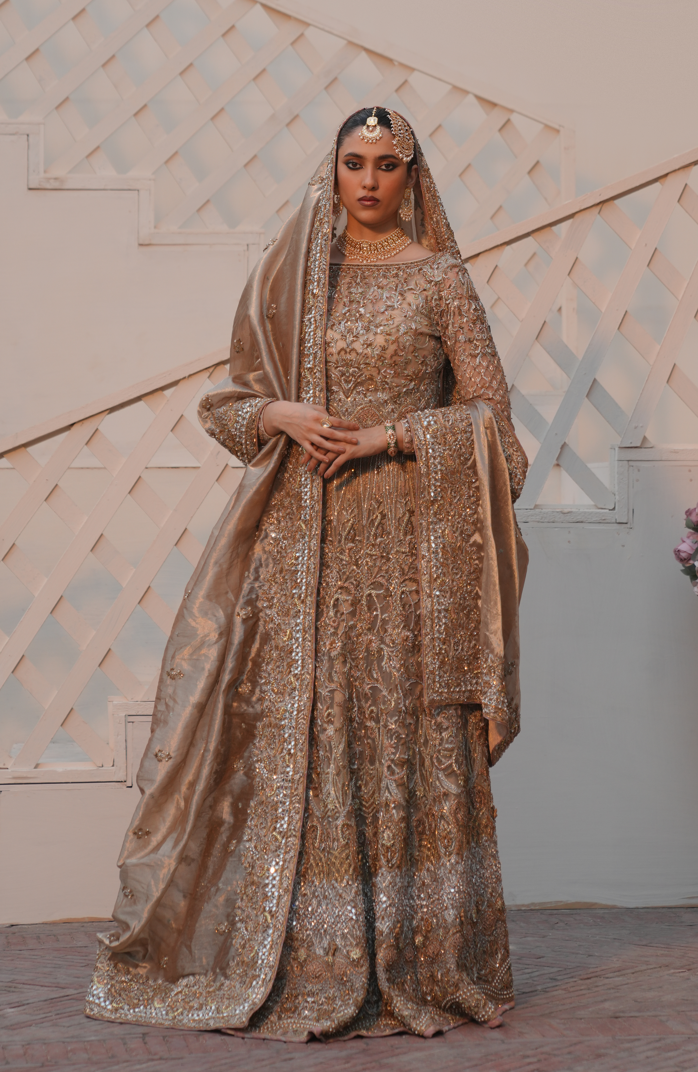 Silver Grey Ganga Jaamni Net Lehenga Choli (3-Piece) - Image 2