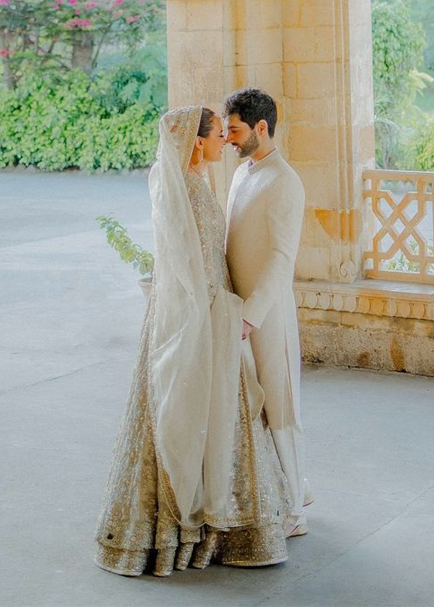 Silver Grey Embellished Net Silk Bridal Lehenga (3-Piece) - Image 2