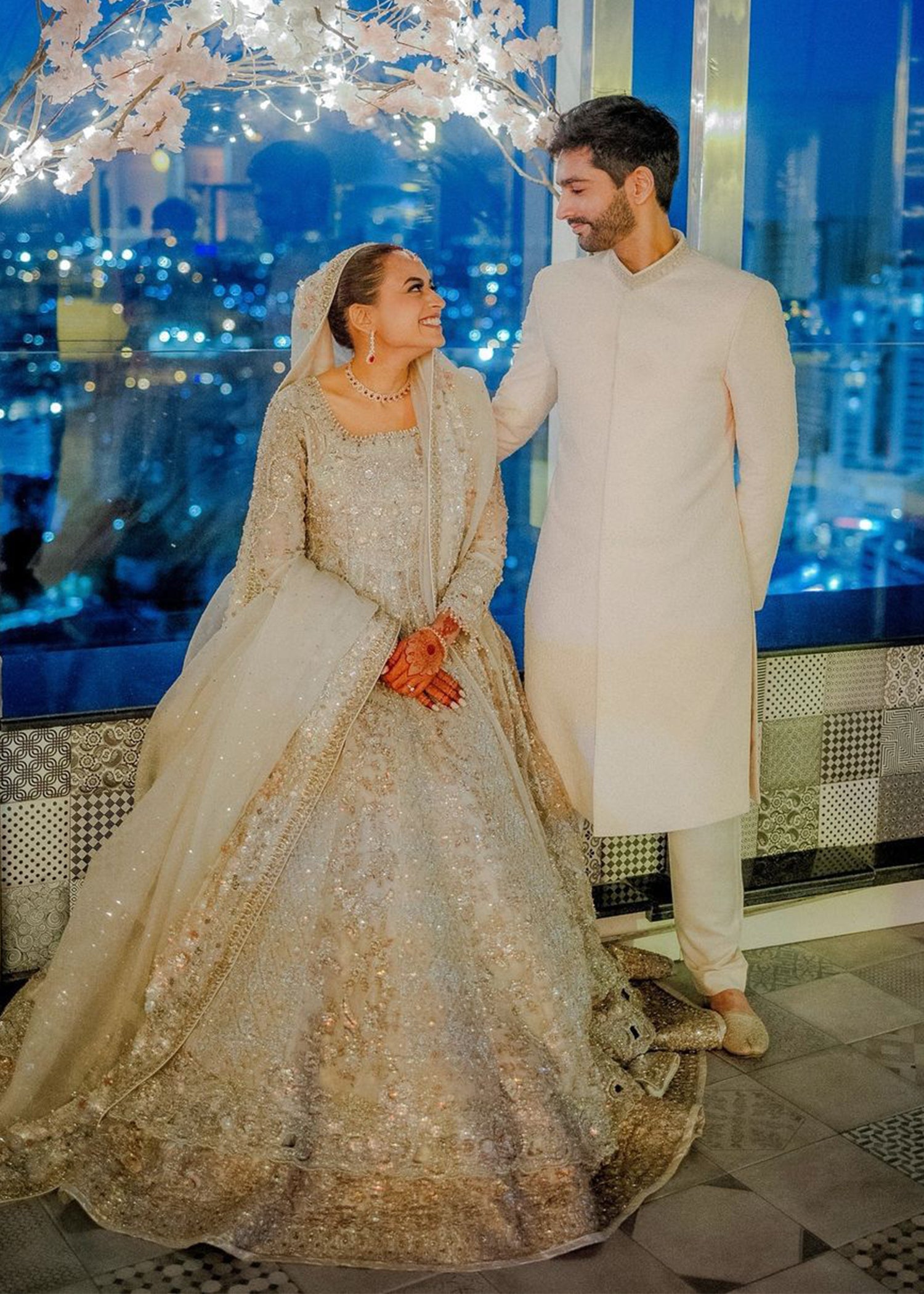 Silver Grey Embellished Net Silk Bridal Lehenga (3-Piece) - Image 7