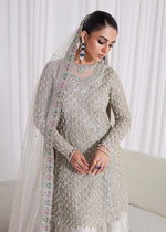 Silver Embroidered Net & Tissue Peplum Lehenga (3-Piece) - Image 3