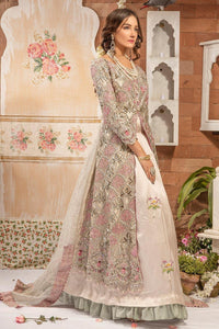 Pakistani Silver Adda Work Organza Bridal Gown with Lehnga (3-Piece) - Image 2