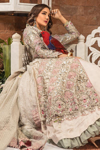 Pakistani Silver Adda Work Organza Bridal Gown with Lehnga (3-Piece) - Image 5