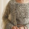 Pakistani Silver Grey Embellished Silk Blend Bridal Lehenga (3-Piece) - Image 4