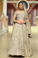 Pakistani Metallic Silver Embellished Silk Lehenga (3-Piece) - Image 2