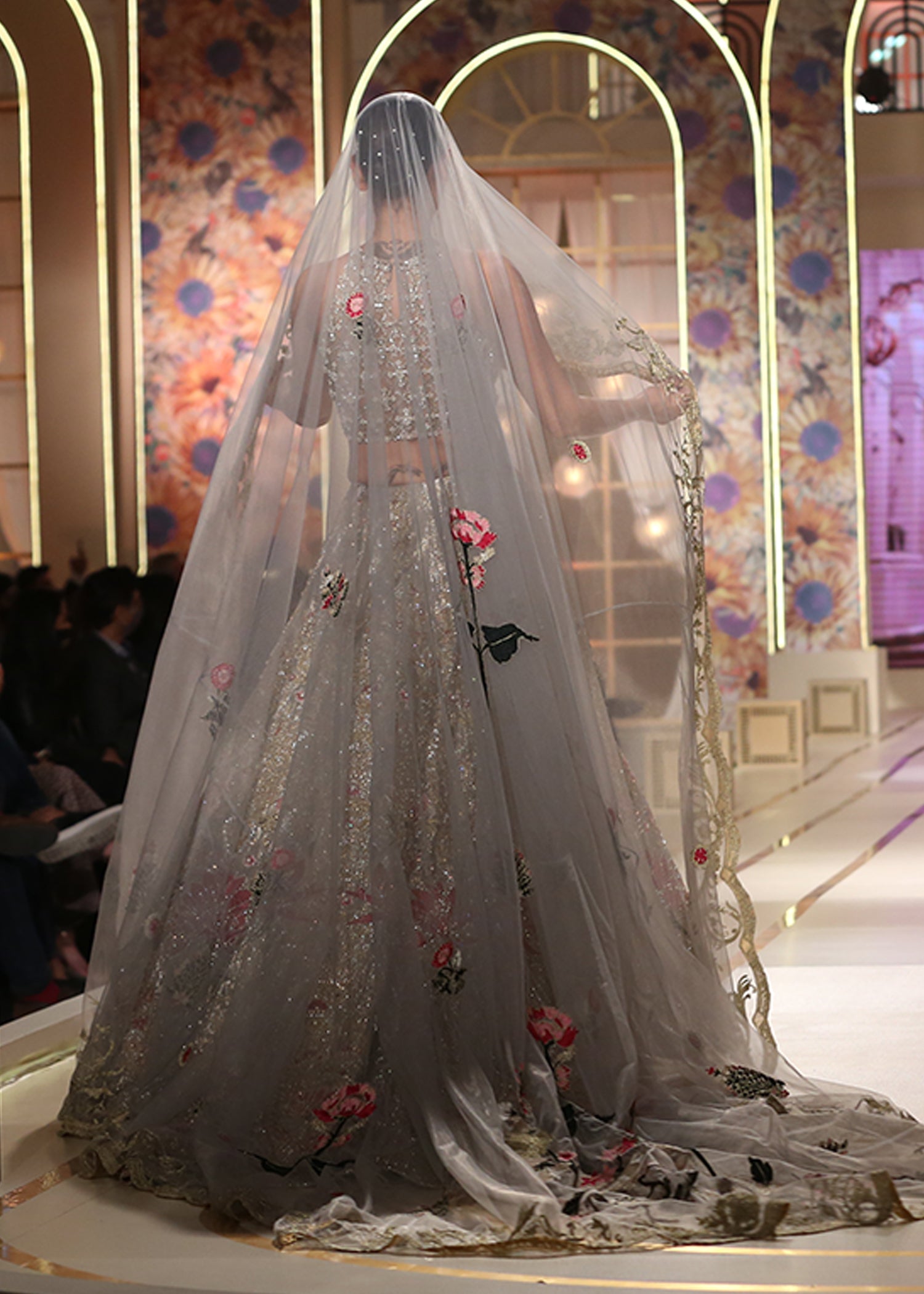 Silver Embellished Tissue Lehenga Choli (3-Piece) - Image 3