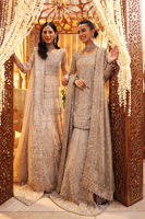 Silver Zardozi Tissue Bridal Lehenga Set (3-Piece) - Image 13