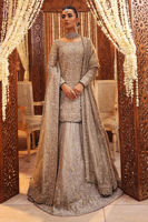 Silver Zardozi Tissue Bridal Lehenga Set (3-Piece) - Image 2