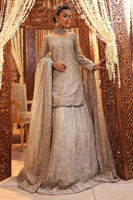 Silver Zardozi Tissue Bridal Lehenga Set (3-Piece) - Image 3