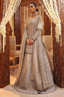 Silver Zardozi Tissue Bridal Lehenga Set (3-Piece) - Image 8
