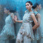 Silver Embroidered Organza Peplum Set (2-Piece) - Image 3