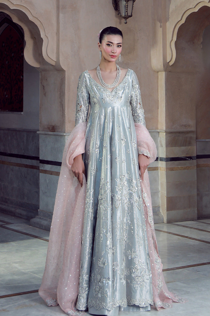 Indian Silver Hand-Embroidered Masoori Pishwas (3-Piece) - Image 1