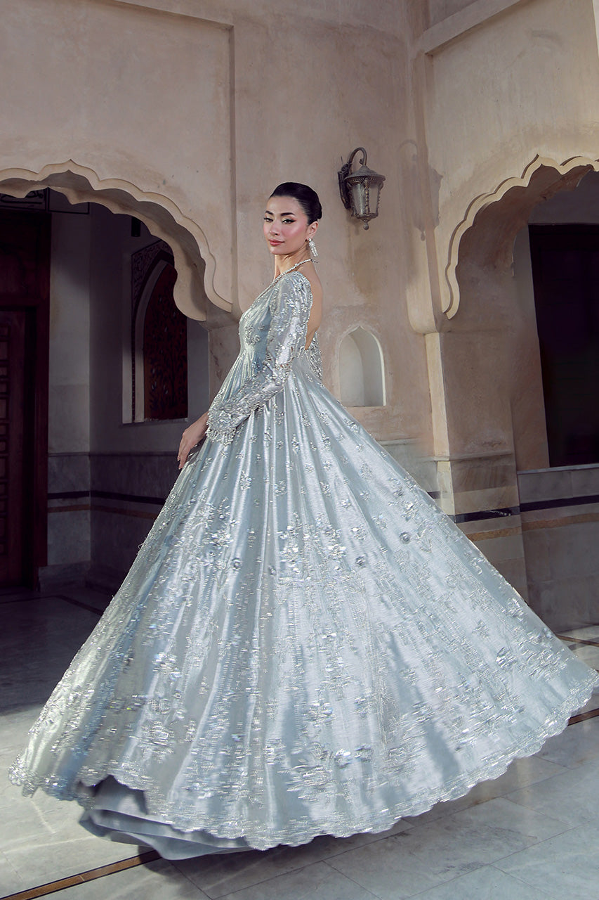 Indian Silver Hand-Embroidered Masoori Pishwas (3-Piece) - Image 2