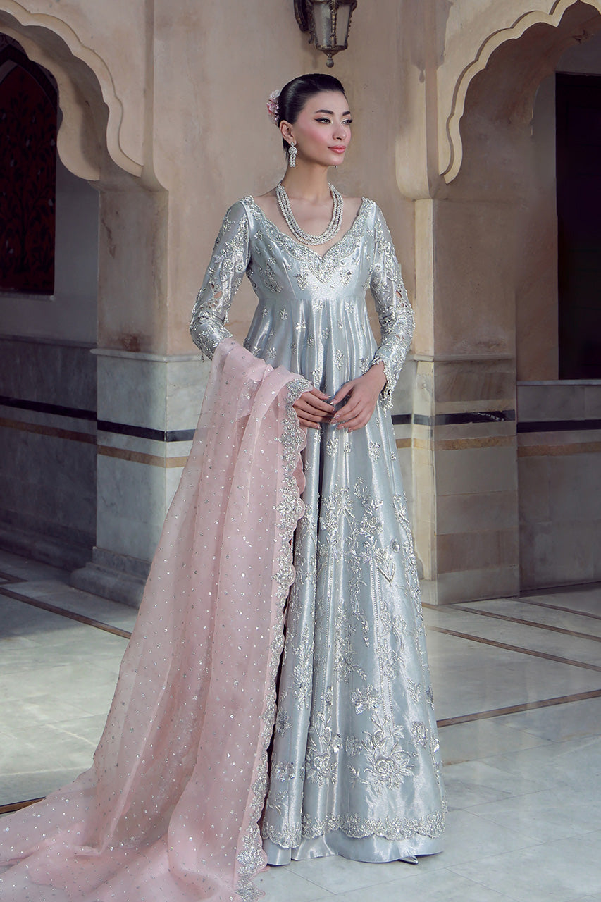 Indian Silver Hand-Embroidered Masoori Pishwas (3-Piece) - Image 4