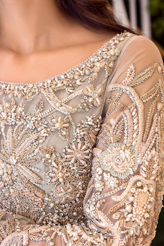 Silver Grey Embellished Net Pishwas (1-Pc) - Image 3