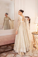 Pakistani Silver Zardozi Silk Zari Net Pishwas (3-Piece) - Image 4