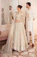 Pakistani Silver Zardozi Silk Zari Net Pishwas (3-Piece) - Image 7