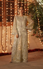 Silver Embellished Net Floor-Length Tunic (3-Piece) - Image 2