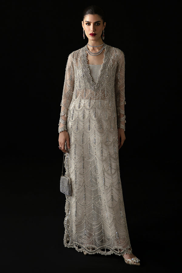 Silver Embellished Organza & Net Salwar Kameez (3-Piece) - Image 2