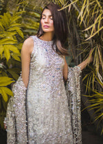 Silver Handworked Organza Tissue Salwar Kameez (3-Piece) - Image 4