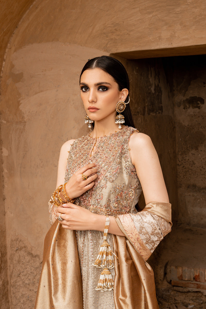 Silver Blush Pink Embroidered Tissue Kameez (3-Piece) - Image 5