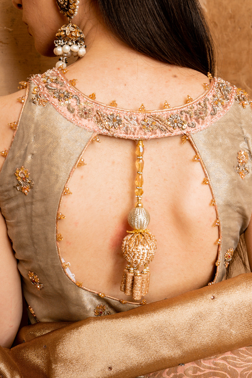 Silver Blush Pink Embroidered Tissue Kameez (3-Piece) - Image 7