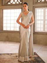Silver Swarovski Chamois Silk Saree (1-Pc) - Image 4