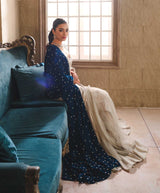 Silver Swarovski Chamois Silk Saree (2-Piece) - Image 10