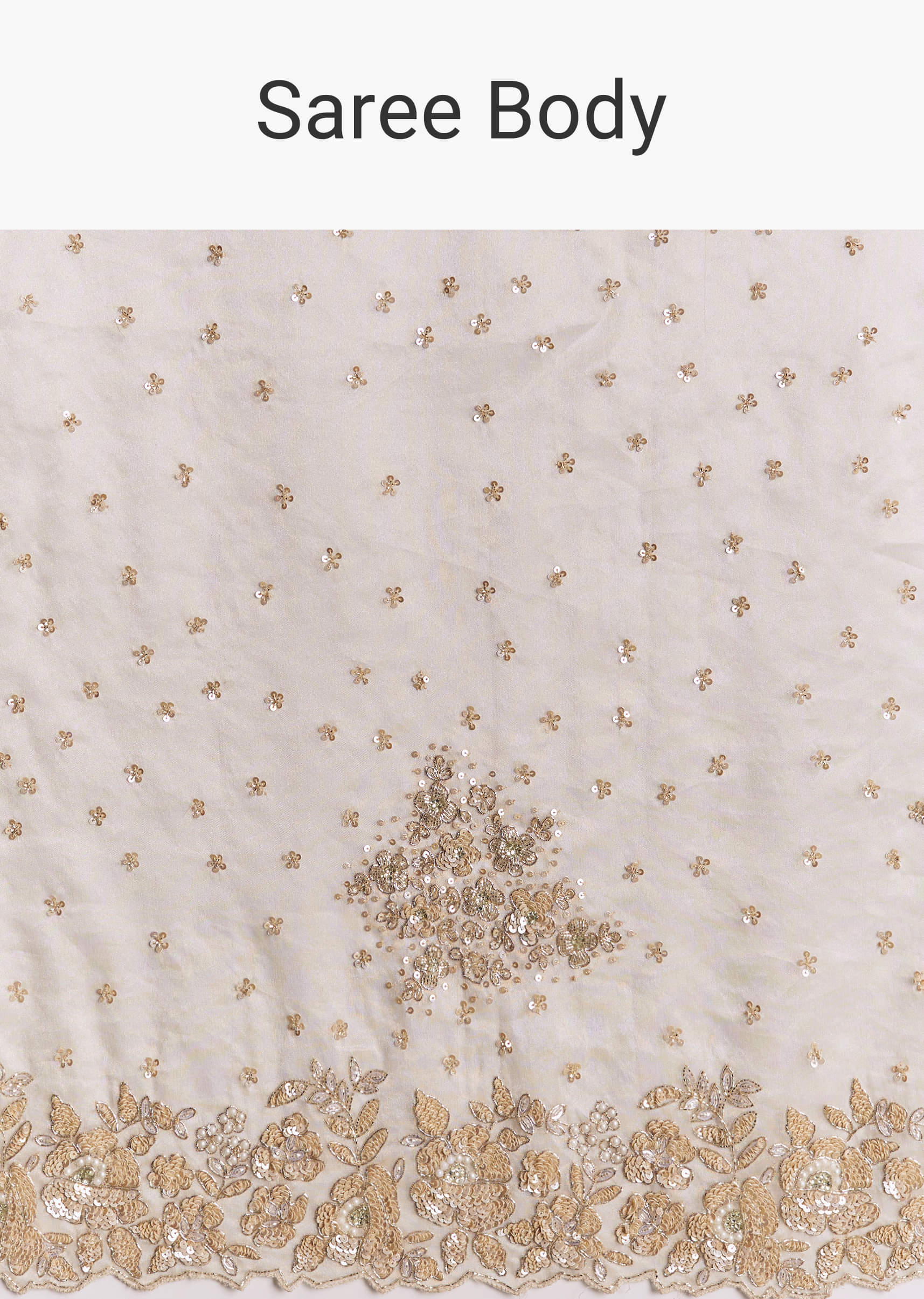 Indian Silver Floral Cut Dana Tissue Saree (2-Piece) - Image 8