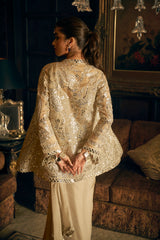 Indian Silver Mirror Work Tissue Georgette Saree (3-Piece) - Image 6