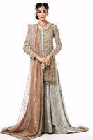 Silver Ice Blue Embroidered Net Sharara (3-Piece) - Image 2