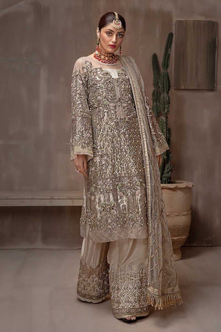 Silver Grey Embellished Sharara Set (3-Piece) - Image 3