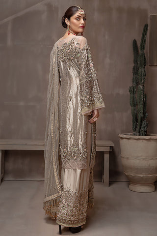Silver Grey Embellished Sharara Set (3-Piece) - Image 7