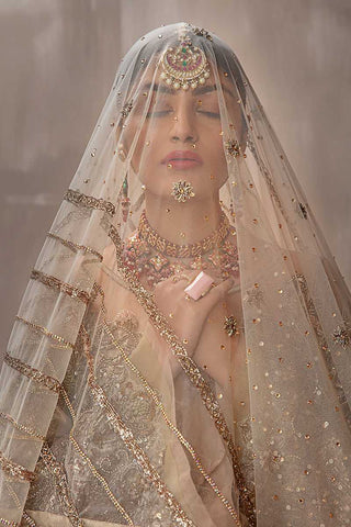 Pakistani Silver Grey Embellished Net Sharara (3-Piece) - Image 2