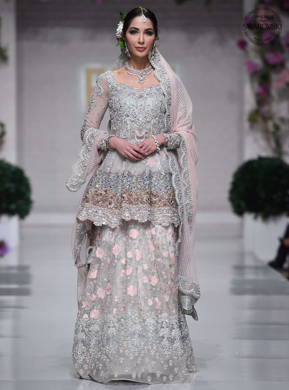 Silver Embellished Net Sharara Set (3-Piece) - Image 1