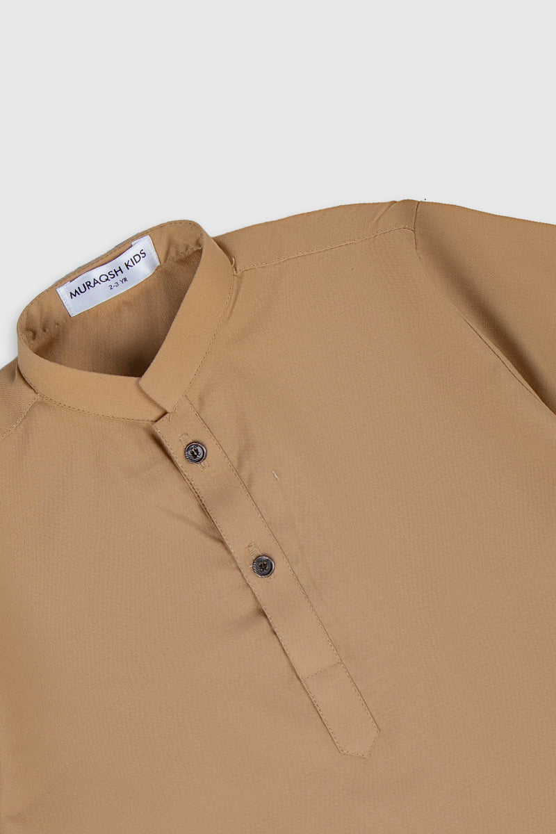 Camel Cotton Kids Kurta Pajama Set (2-Piece) - Image 2