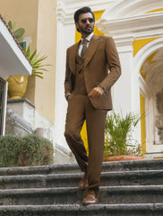 Tan Hand-Stitched Wool-Blend Three-Piece Suit (3-Piece) - Image 2