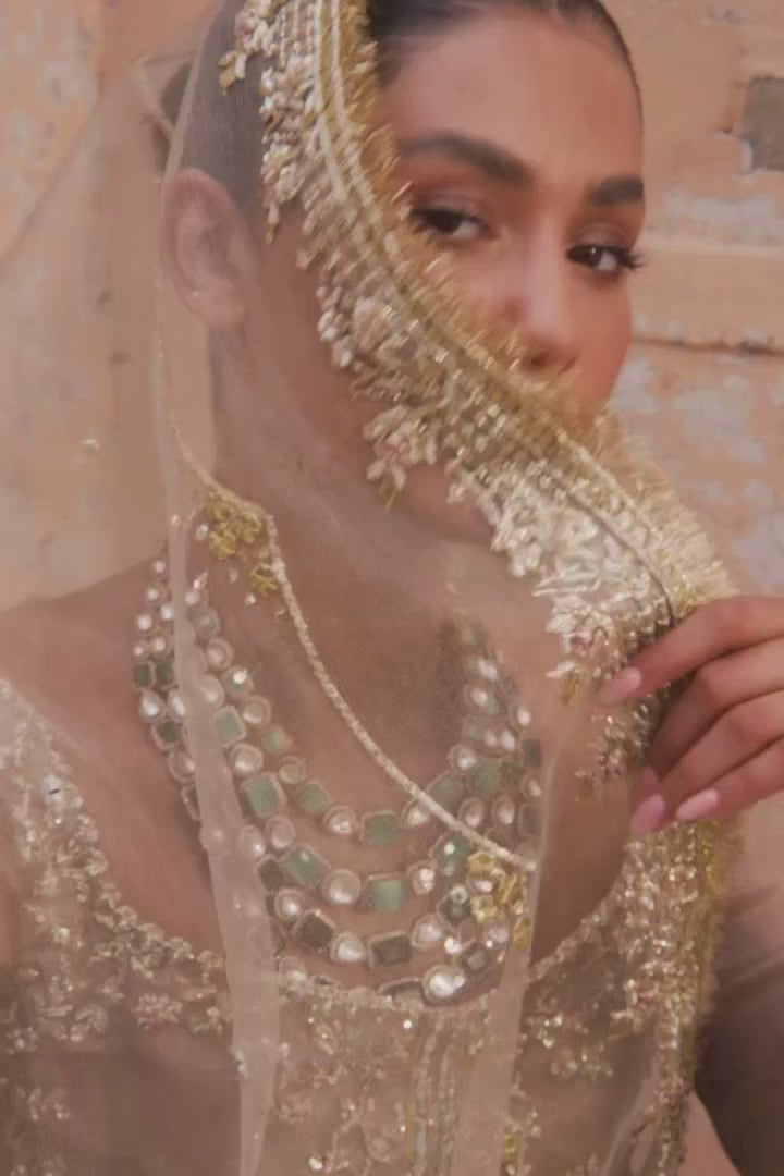 Metallic Taupe Embroidered Masuri Gharara (3-Piece) - Image 6