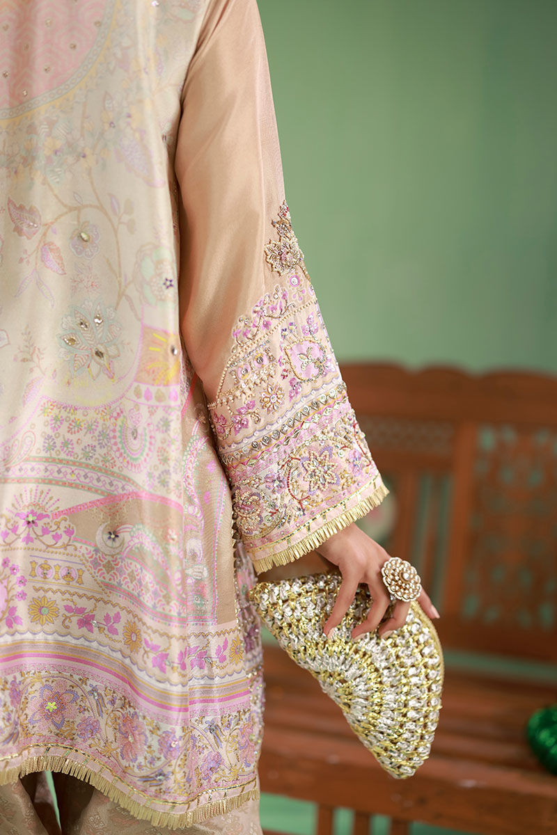 Pastel Taupe Embellished Raw Silk Salwar Kameez (3-Piece) - Image 9