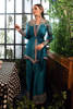 Pakistani Teal-Blue Embroidered Silk-Blend Angrakha Wrap Set (2-Piece) - Image 2