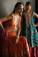 Pakistani Teal Zardozi Raw Silk Gharara Set (3-Piece) - Image 8