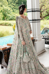 Pakistani Light Ferozi Zardozi Silk Gown (2-Piece) - Image 10