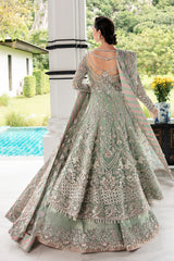 Pakistani Light Ferozi Zardozi Silk Gown (2-Piece) - Image 14