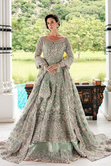 Pakistani Light Ferozi Zardozi Silk Gown (2-Piece) - Image 2