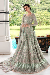 Pakistani Light Ferozi Zardozi Silk Gown (2-Piece) - Image 5