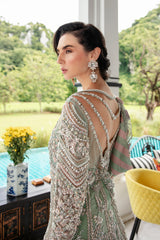 Pakistani Light Ferozi Zardozi Silk Gown (2-Piece) - Image 6