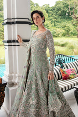 Pakistani Light Ferozi Zardozi Silk Gown (2-Piece) - Image 7