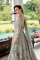 Pakistani Light Ferozi Zardozi Silk Gown (2-Piece) - Image 8